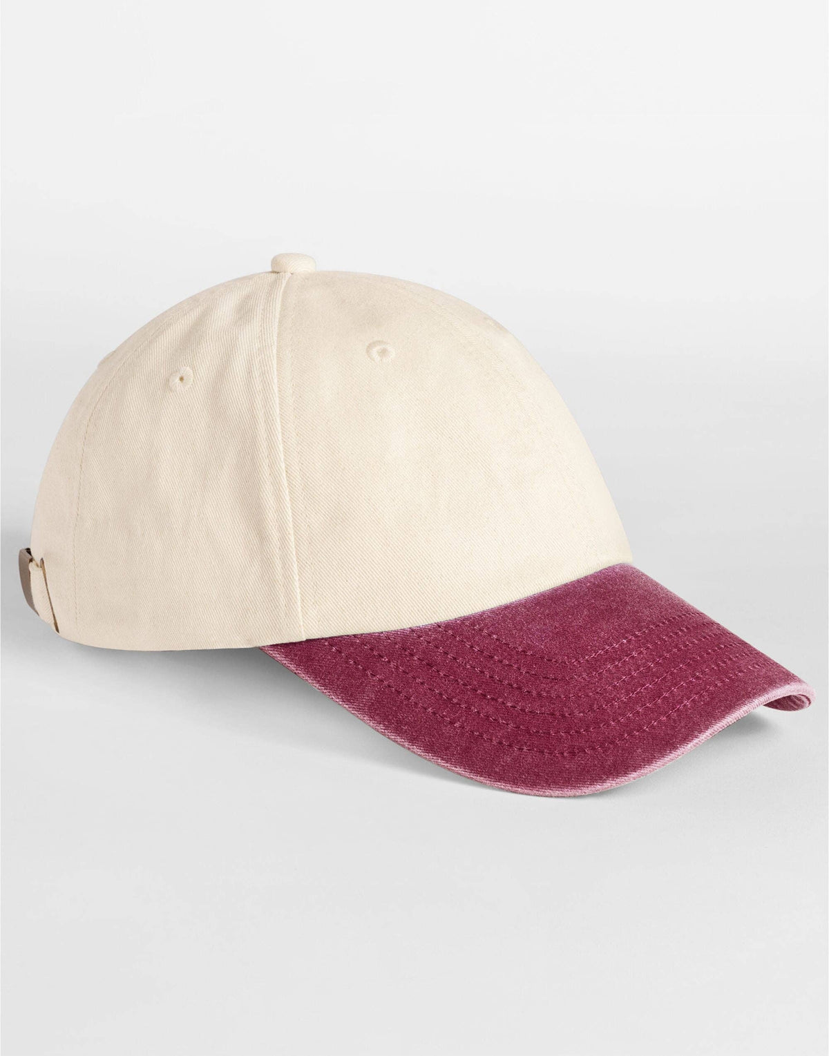 Beechfield Contrast Peak Vintage 6 Panel Dad Cap | Unisex | 100% Cotton | 8 Colours | One Size: Natural/Vintage Brown / One Size