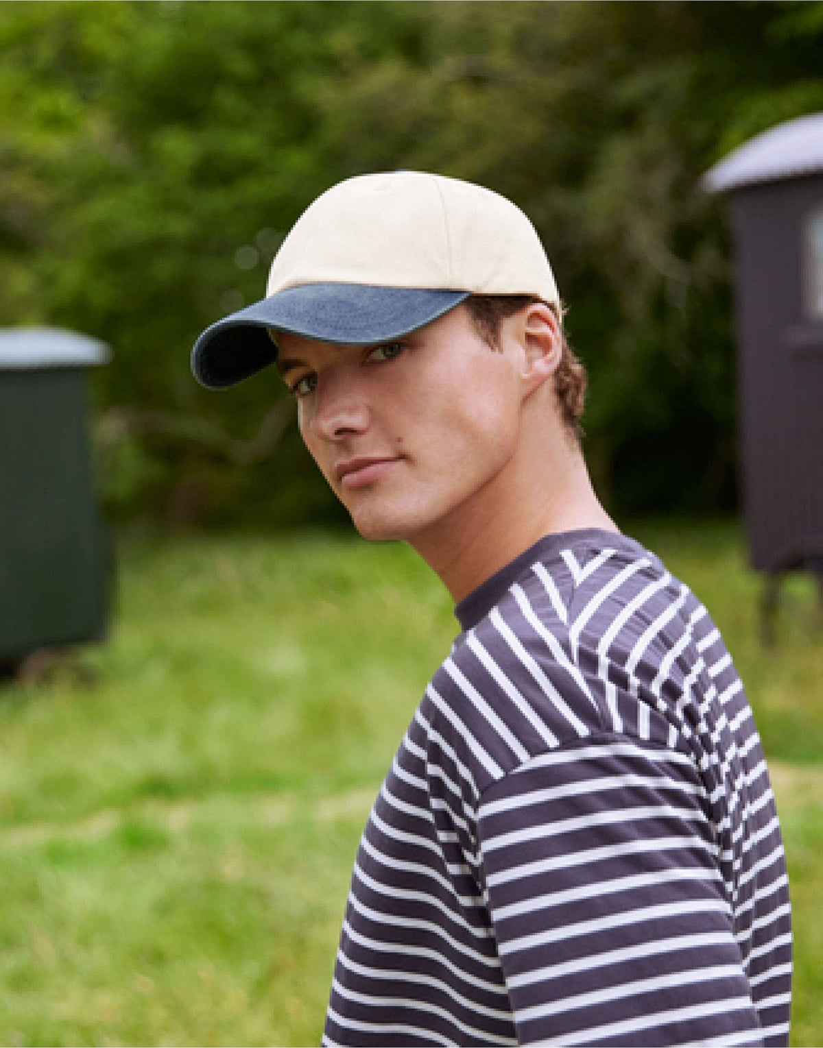 Beechfield Contrast Peak Vintage 6 Panel Dad Cap | Unisex | 100% Cotton | 8 Colours | One Size: Natural/Vintage Brown / One Size