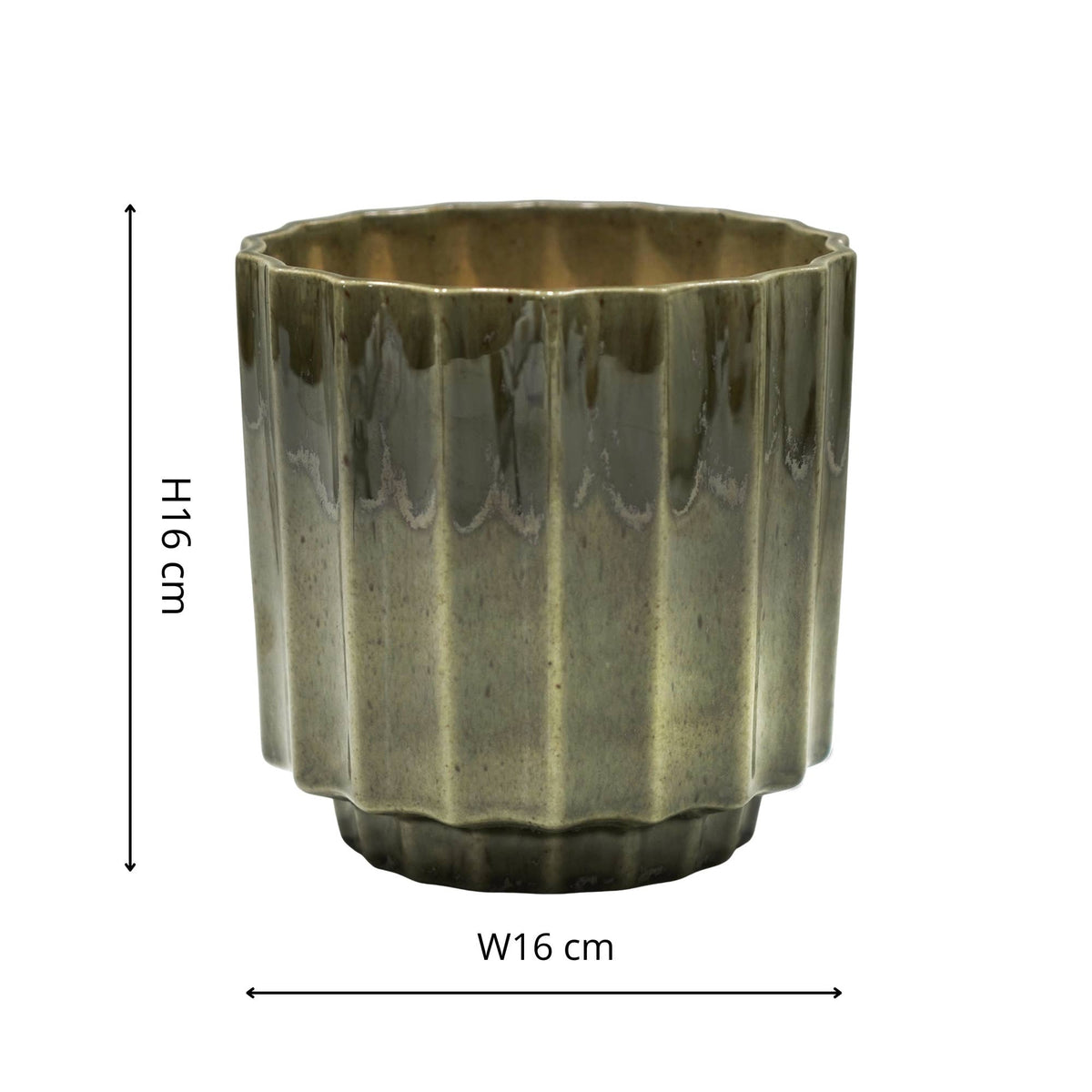 Lugano Scalloped Reactive Planter: Green / 13 cm