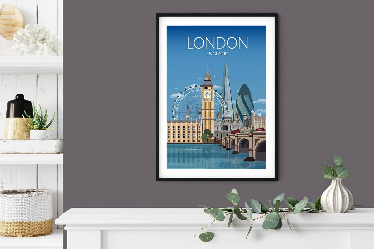 London Travel Print, London Travel Poster, City of London, UK, UK Travel Poster: Fine Art Print / A4 - 8.27 x11.69