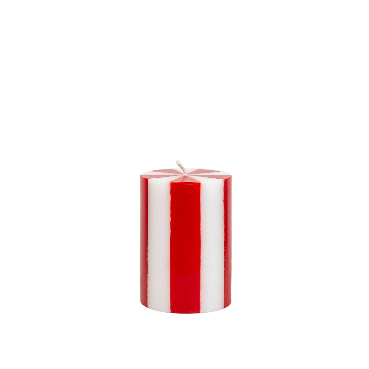 Stripe Pillar Candle S (STOCK): Bright Red / White