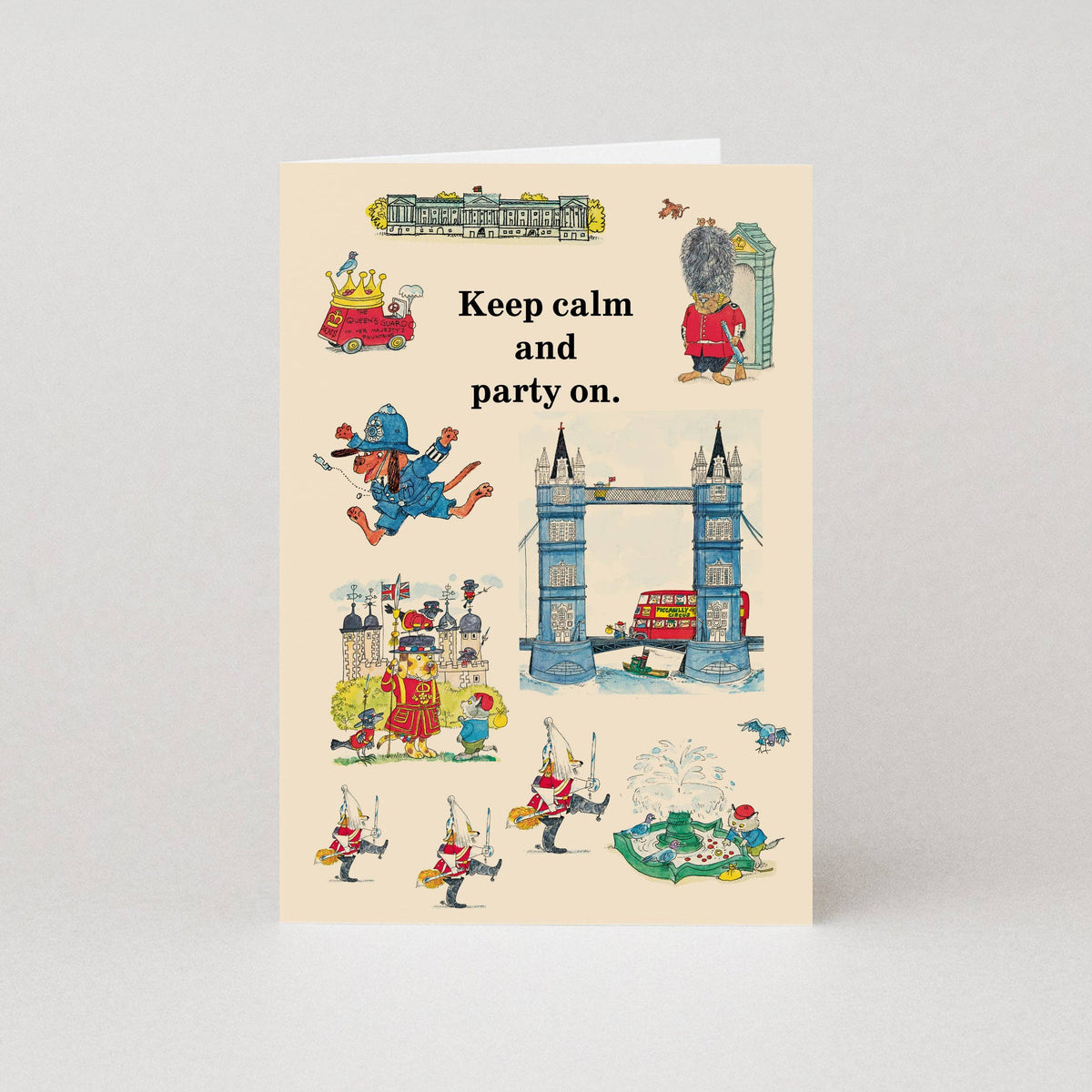 Keep Calm and Party On - Greetings Card by Richard Scarry