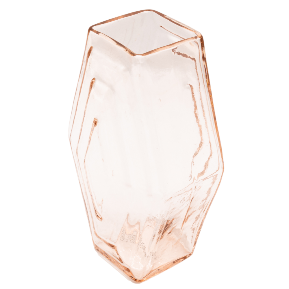 Recycled glass Vase large, Infinite Hexagon, blush pink
