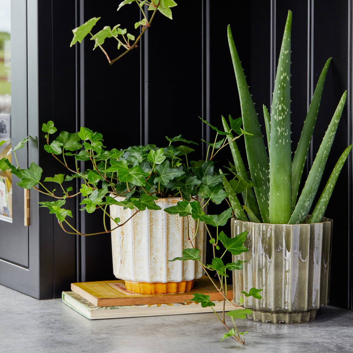 Lugano Scalloped Reactive Planter: Green / 13 cm