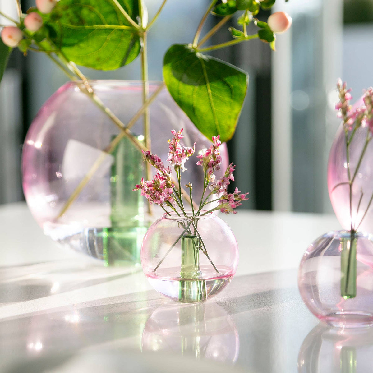 Mini Bubble Glass Vase: Lilac and Peach