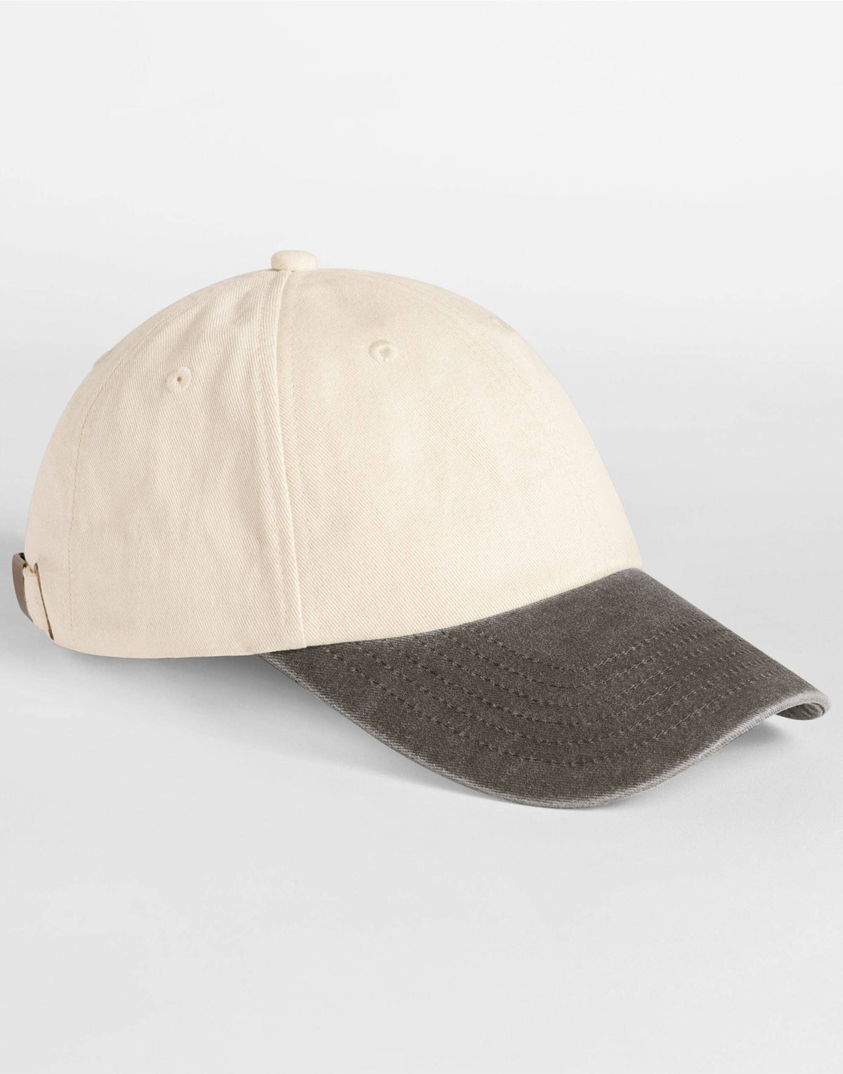 Beechfield Contrast Peak Vintage 6 Panel Dad Cap | Unisex | 100% Cotton | 8 Colours | One Size: Natural/Vintage Brown / One Size