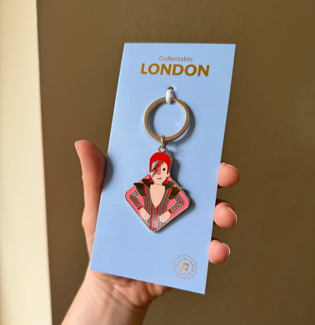 David Bowie Enamel Keychain