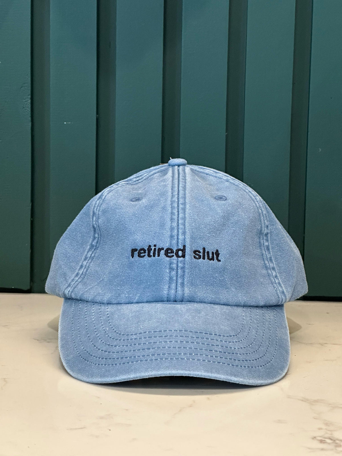 “retired slut” Cap: Denim Blue