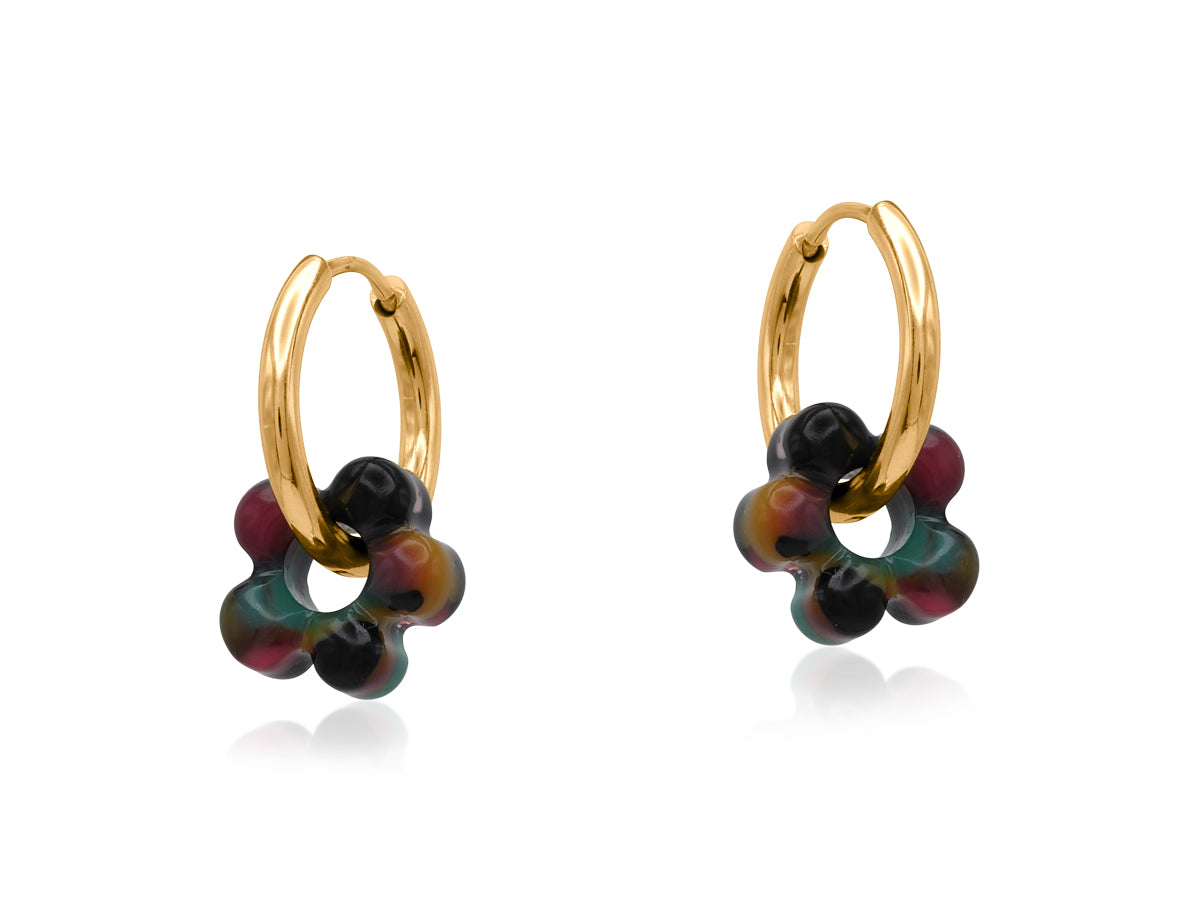 Sardinia Petite Resin Huggies Purple/Green Earrings 3871