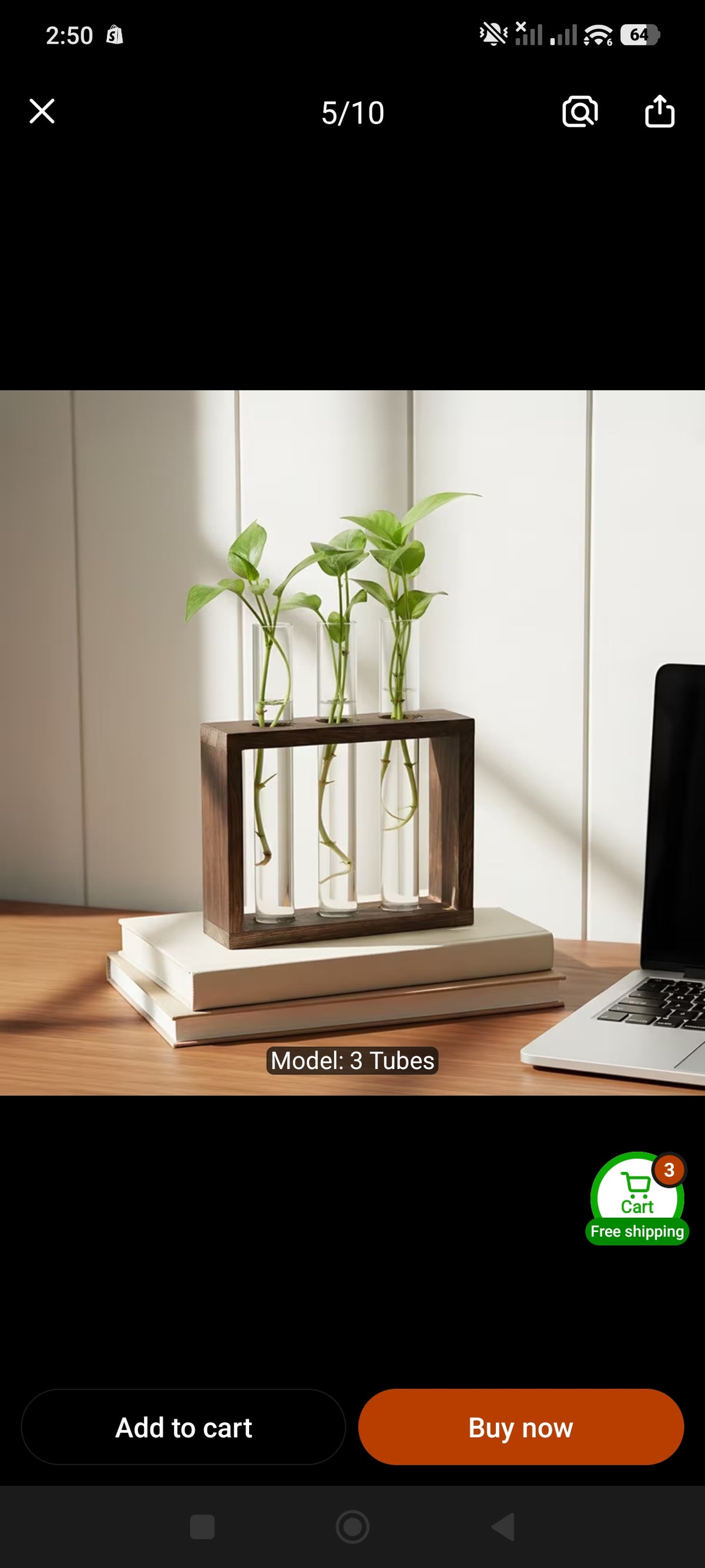 Glass Planter Test Tube Vase with Wooden Stand: Frame 3 Test Tubes
