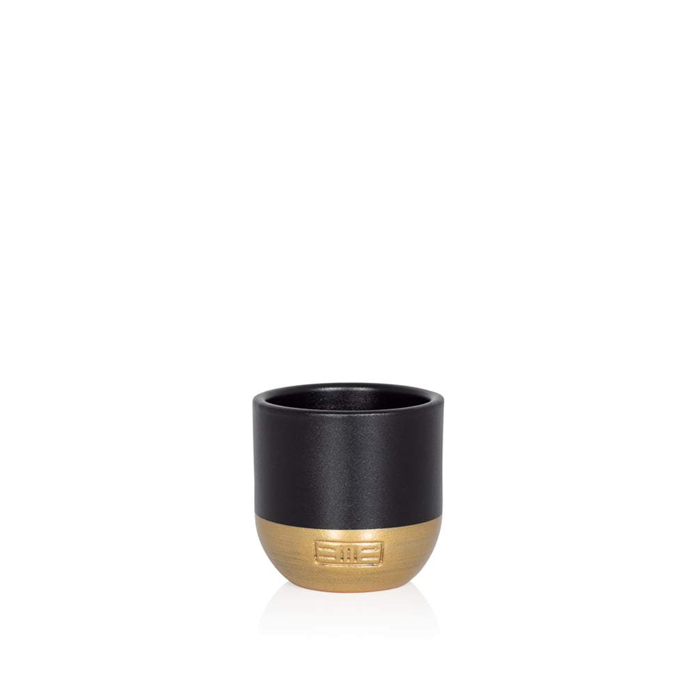 Indoor Metallic Dipped Pot/ Planter: Small / Black and Gold