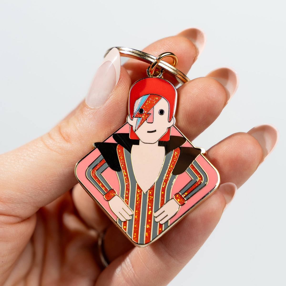 David Bowie Enamel Keychain