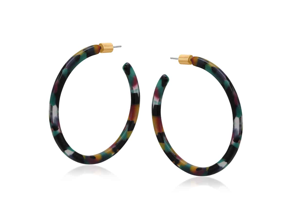 Livia Purple Green Resin Hoop Earring 3771