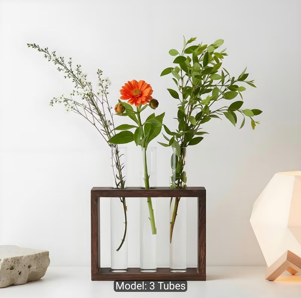 Glass Planter Test Tube Vase with Wooden Stand: Frame 3 Test Tubes